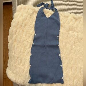 White Fox Boutique Blue Ribbed Mini Dress